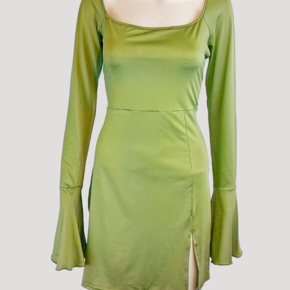 Square Neck Midi Bell Sleeve Dress - Picture 6 of 7